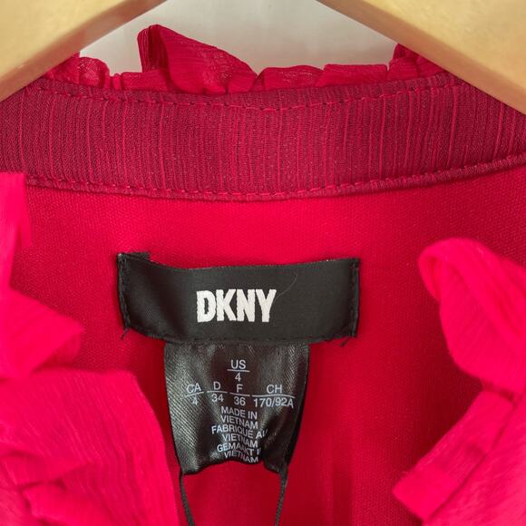 DKNY Dress Size 4 Ruffle Above Knee Sheath Cocktail Ruffled Evening Wedding NWT - Picture 5 of 14